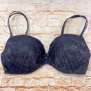 Victoria's Secret Black Lace Padded Demi Push-Up Bra